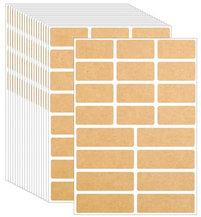 JIHUOO 20 Blatt Kraftpapier-Etikettenaufkleber, selbstklebende Geschenk-Etiketten, abnehmbare beschreibbare Etiketten, blanko, Namensschild, Aufkleber, kleine rechteckige Etiketten, ätherische Öle