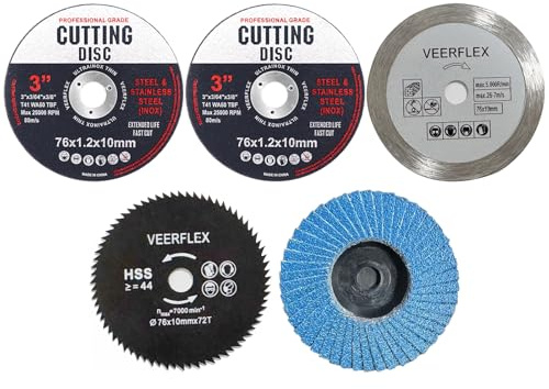 MOLIMOLI Trennscheiben 76 x 10 mm, 5 Stück Winkelschleifer Scheiben für Metall, Stein, Holz, Kunststoff, Fächerscheibe 76mm mit 25000 RPM präzises Schneiden & Schleifen