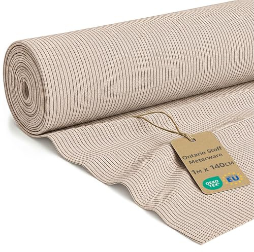 Velours côtelé au metre ameublement 1 m x 140 cm Tissus Revêtement pour Canapé Fauteuil Chaise Housse et Coussin Décoration Tapissier Résistant Oeko-Tex Beige