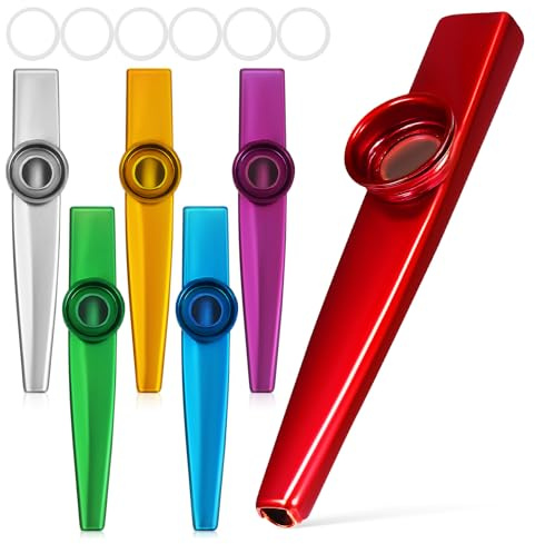 Zerodeko 6 Stück Teiliges Metall Kazoo für Erwachsene Langlebiges Blasinstrument mit Einfachem Design für Musikunterricht Rhythmus Melodieförderung Bequem zu Halten und Vielseitig