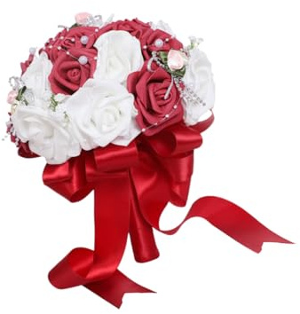 UTHCLO Bouquet Nuziale da Sposa Elegante in PE Rosso, 1 Pezzo