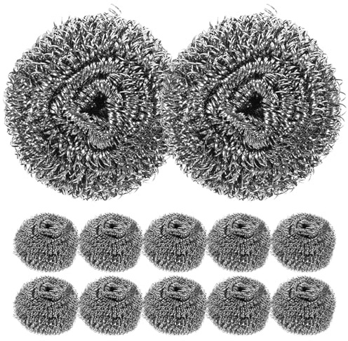 ORFOFE 20Pcs Steel Wool Scrubber Balls for Kitchen Dishwashing Metal Scouring Pads Wire Scrubbers for Pot Pan Cleaning, Heavy-Duty Kitchen Wire Brush for Stubborn Stains Removal