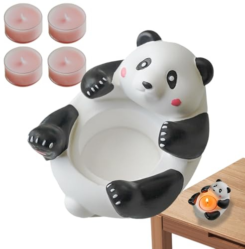 Velas Candelita Perfumadas,Candelabros Votivos - Bonito soporte para estatua de panda con 4 velas aromáticas | Candelabro decorativo para velas de té, artesanías de yeso, decoración estética del hogar