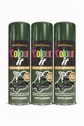 Balaju Height 3X BH Colour It Quick Drying Spray Paint, NATO Green, Matt Finish, All Purpose for Interior & Exterior Use on Metal, Plastic & Wood, 400ML, Pack of 3