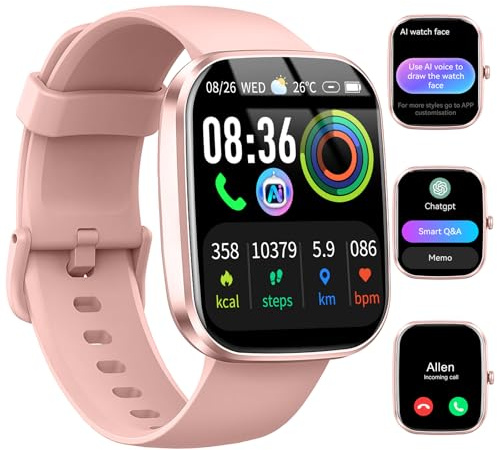 uaue Smartwatch Uomo, 1,43 HD Orologio Smartwatch Uomo con Chiamata Bluetooth,Militari Smart Watch Tracker 160+ Modalità Sportive,bianco