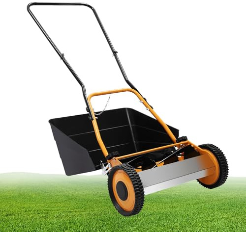 Tosaerba manuale a bobina da 16, spazzatrice da giardino indipendente con scatola di raccolta, altezza di taglio 0,47-1,65 per piccoli cortili, giardini