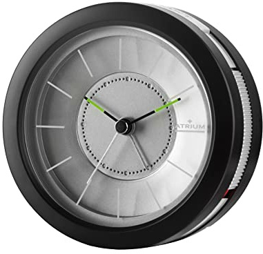 Atrium moderner Design Wecker Analog Quarz ohne Ticken mit Licht und Snooze Schwarz Silber Rund A106-7