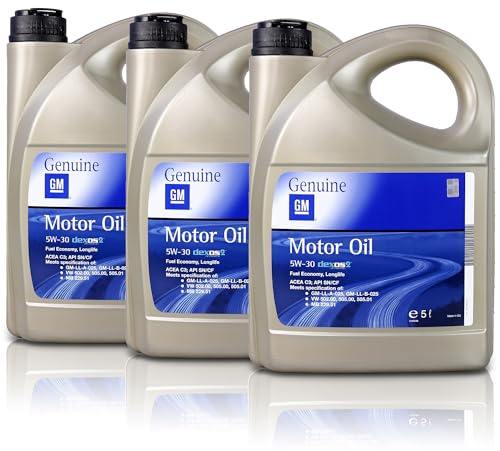 3x 5 L = 15 Liter Opel GM 5W-30 dexos2 dexos 2 Motor-Öl Motoren-Öl, Spezifikationen/Freigaben: ACEA C3, BMW Longlife-04, API SM/CF, GM-LL-A-025, GM-LL-B-025, VW 502 00, 505 00, 505 01, Mercedes Benz M | 1942003 passend für LL 04 50200/50500/50501,