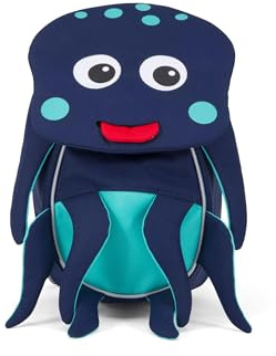 Affenzahn Kleiner Freund Kindergarten-Rucksack für 1-3 Jährige Ergonomisch Reflektierend Ziehzunge mit Namensschild Oktopus - Petrol