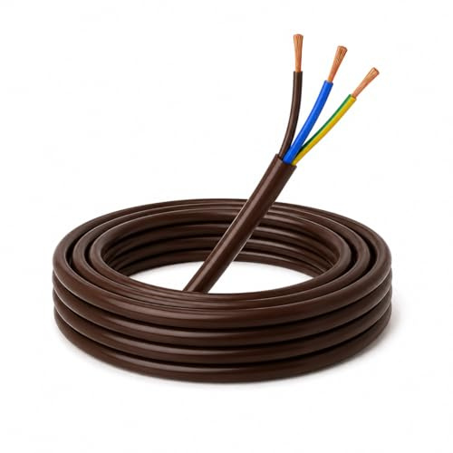 3m Stromkabel Braun 3x0,75 mm² 3-adrig H03VV-F PVC Elektrokabel flexible Schlauchleitung Kabel