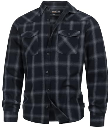 Indicode Uomini Altin Shirt | Camicia di Flanella Black S