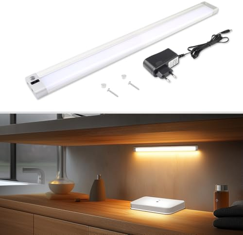da LIGHT Led Unterbauleuchte mit Sensor 26V 4W 320lm 4000k Naturweiß, küchenlampe Berührungsloser Schalter IR-Sensor Küchenleiste Schrankbeleuchtung für Küche Schränke Schaufenster, 313mm