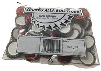 Tappo Corona in buste da 100 idoneo bollitura venduto in sacchi da 1000 pezzi