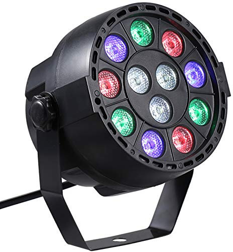 Lixada RGB Color Mixing Par Lights, 8 Channel Stage Light with DMX Strobe & Sound Active Mode,DJ Par Party Lights for Club KTV Disco Party Bars Show