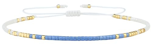 KELITCH Neue Miyuki Seed Bead Wickelarmbänder Gewebte Böhmische Freundschaftsarmbänder Armreifen für Damen (Grau Blau 20K)