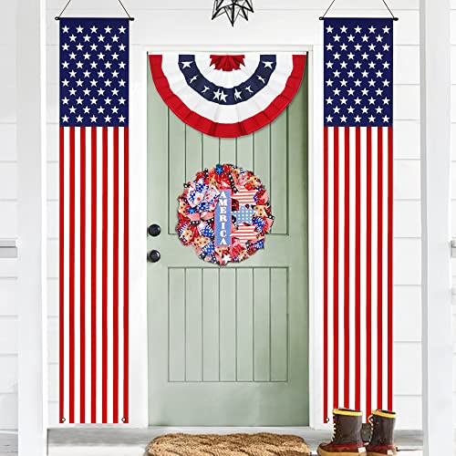 Anley amerikanische Flagge Pull-Down-Tür Banner Veranda Zeichen (2 Stück) - 12 x 72 lebendige Farbe & verblassen beständig - USA Flagge hängende Wand Banner patriotische Party Dekoration