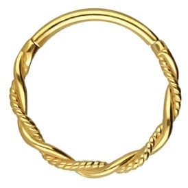 PIERCINGLINE Piercing Ring Chirurgenstahl Segmentring Clicker DOPPELT GEDREHT - Roségoldfarben, Schwarz, Goldfarben, Silberfarben
