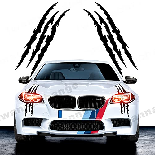 iwannachange 2pcs Monster Claw Marks Headlight Car Sticker Stripes Scratch Decal Vinyl for Sports Cars SUV Pickup Truck Window Motorcycles ect(Black)