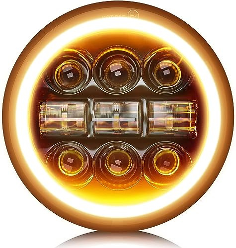 CO LIGHT 5-3/4 5.75 inch LED Halo Motorcycle Headlight Hi/Lo Beam White/Amber DRL Led Projector Sealed Beam Headlight 1PC