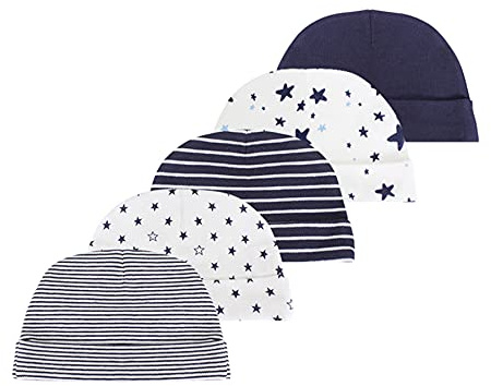 Chamie Babymütze und Fäustlinge, Neugeborenen-Set, 5 Mützen und 5 Paar Fäustlinge für Babys, Jungen, Mädchen, Alter 0–6 Monate, 100% Baumwolle