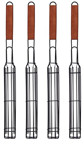 Farberware BBQ Shish Kabob Grillkörbe, Schwarz und Holz, 5290494