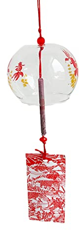 Campanelli Eolici Giapponesi, Campanelli Eolici in Vetro, Campanelli Eolici in Vetro Rosso, per la Decorazione Domestica, Campanelli Eolici Sospesi per la Decorazione degli Interni Dell'Auto