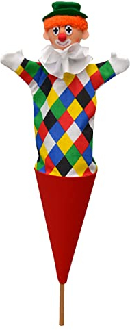 Marionett Sagofigur handdocka kasper clown 55 cm, perfekt för dockvärmare och rollspel, för barn baby pojkar flickor