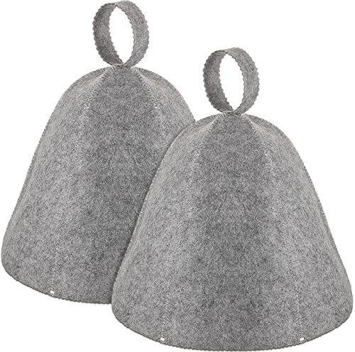 JaGely 2 Pcs Sauna Hat Vaporarium Hat Sauna Wool Hat Russian Banya Cap for Men Women Bath Accessories (Gray)