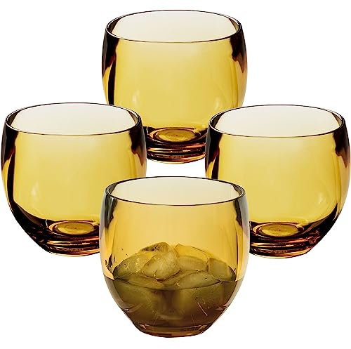 Hummelladen Lot de 4 verres de camping en acrylique - 400 ml - Marron - Sans pied - Verre acrylique - Verre à eau - Pour camping, jardin, pique-nique, enfants, personnes âgées, coktail