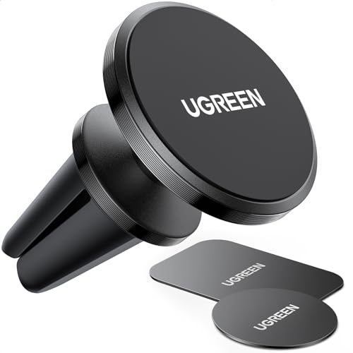 UGREEN Handyhalterung Auto Magnet Lüftung Magnetische Handyhalter Auto 360° mit 2 Metallplatten Magnet KFZ Handyhalterung kompatibel mit iPhone 15 Pro Max Plus 14 13 Galaxy S23 usw.(Gefrostet)