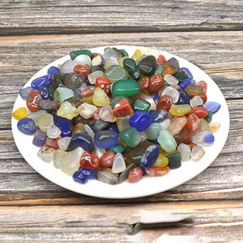 Pierres d'agate de couleur naturelle et cristaux de gravier, petite pierre roulée, décor de réservoir, énergie de guérison, pierre précieuse, décoration d'aquarium de maison, couleur agate-100g