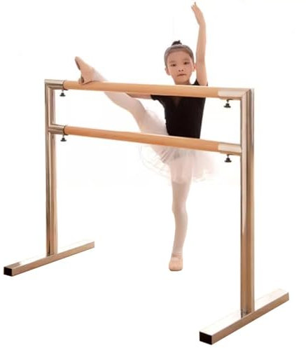 HamoM Ballettstange Mobile Ballettstange aus Edelstahl mit Holzgriff, geeignet für Heimtanzstudio, Fitnessstudio, Verlängerungsstange (Color : Silver, Size : 1.5M/5FT)