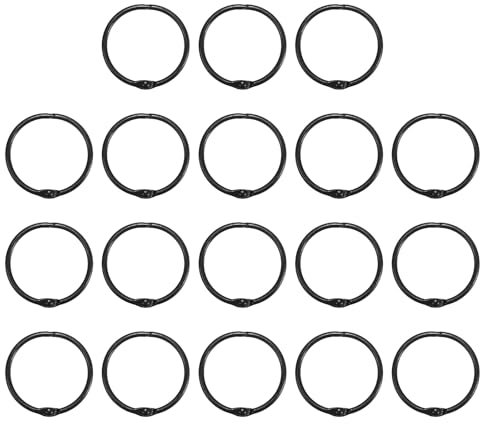 PATIKIL 1.8 Inch Loose Leaf Binder Rings, 18 Pack 3mm Metal Flash Card Book Binding Rings for Key Chain Index Card Scrapbooks, Black