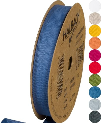 Halbach Baumwollband, 20 mm x 20 m, jeans-blau