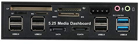 YIWENG Lecteur de Carte USB 3.0, Multi-Fonctionnalité USB 3.0 Hub et Audio Front Panel pour SD, MS, CF, TF, M2, MMC Cartes Mémoire, Compatible PC, Tablette, Ordinateur Portable, Smartphone