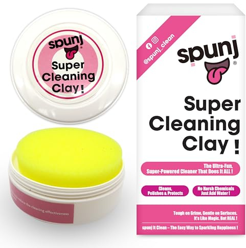 Spunj 2pk Super Cleaning Clay, Multipurpose Cleaning Paste Cleaner for Kitchens, Appliances and Bath Cleaner with Sponge, Gentle on Glass, Ceramic, Stainless, Tough on Stains, Reliable Power Paste