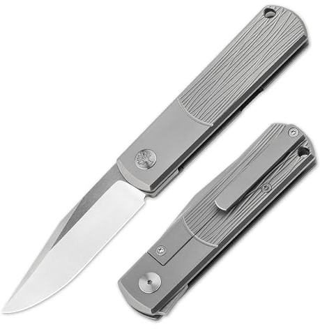 BÖKER Solingen® BRLW - Premium Barlow Taschenmesser mit Titan-Griff - edles Gentleman Klappmesser mit Frame-Lock - kleines Einhand-Messer mit Flipper Klinge aus MagnaCut mit Etui - Made in Germany