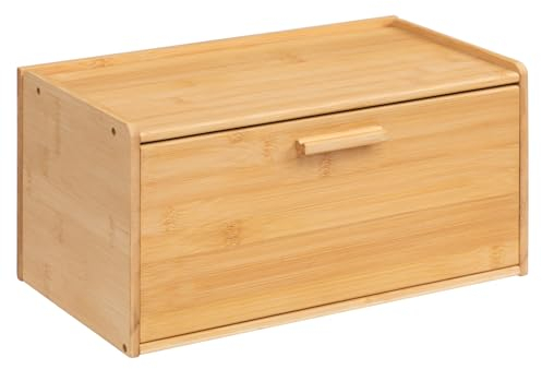 HollyHOME Breadbins for Kitchen Natural Rectangle Bamboo Bread Bin, Bread Storage Containers, Bread Storage Box with Lid Breadbin,Rectangle Natural