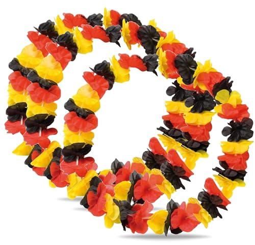 3er Blumenkette Fanartikel Deutschland WM 2026 – extra lang - Hawaiikette in schwarz, rot, gold für Fußballpartys & Deko zur Weltmeisterschaft (3)