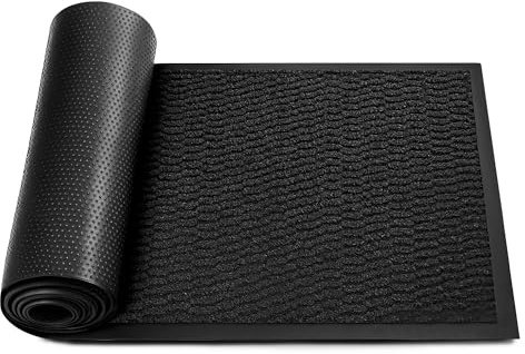 KEPLIN Dirt Catching & Water Absorbent Doormat - Non-Slip Backing, Easy Clean, Durable & Washable - PVC Bottom & Polypropylene Fiber - Indoor & Outdoor Use - All Year Round (60x90cm)