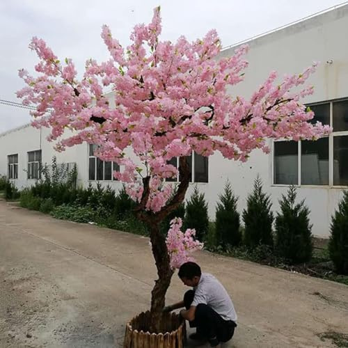 GEJLELDS kunstbaum Rosa künstlicher Kirschbaum, Simulationsbaum for Hochzeit Innen-Outdoor-Dekoration, Massivholzkofferraum und künstliche Blütenblätter Kunstpflanze,1x0.6m
