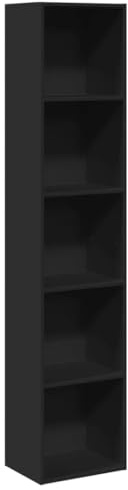 vidaXL Bücherregal, Bücherschrank Regal mit Stauraum, Standregal für Wohnzimmer Büro, Büroregal Aktenregal Aufbewahrungsregal, Schwarz Holzwerkstoff