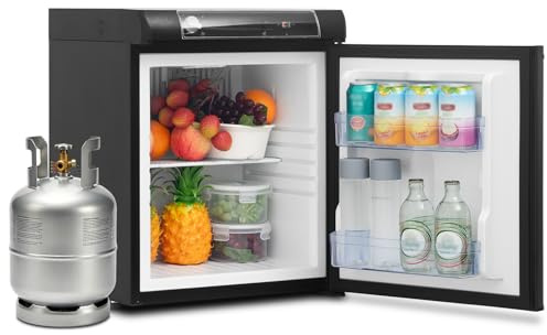 Techomey Caravan Camping Fridge 40L, 3 Way Fridge-12V/240V/LPG, Silent | Absorption Fridge for Campervan, Car, Truck, Boat, Motorhome, Travel, Motorhome, Hotel, Black
