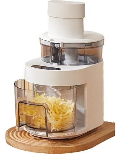 OFNHJK Electric Cheese Grater, 300W Electric Grater Vegetable Shredder with 4 Replaceable Blades and Storage Box, 4 in 1 Cheese Slicer for Whole Potatoes, Cheese, Fruits, Vegetables