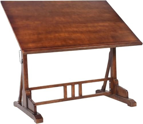Holz Zeichentisch, Verstellbarer Zeichentisch aus Holz, Vintage Rustic mit kippbarer Tischplatte, verstellbarer Tischplattenwinkel, Studio-Maltisch, zum Schreiben, Lesen, Grafikdesign(100*60*80cm)
