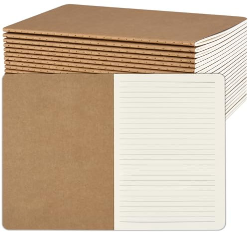 ZCZN Notizbuch A5 liniert, 24 Stück Kraft Cover Notizheft mit 30 Blatt, Heft für Büro und Schule