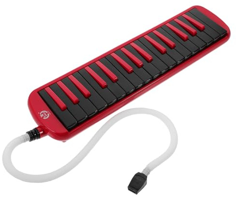 32-tasten Melodica Instrument für Anfänger, Sopranklavier Stil | Rot Schwarz, mit Mundstückrohr und Tragetasche, Abs und Messing Klangplatte, für Kinder und Erwachsene