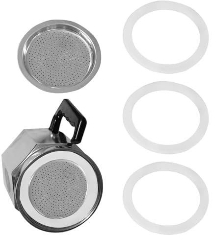 3 Pièce Joint Cafetiere Italienne,Filtre de Rechange pour Cafetière,Joint Senseo,Filtre à Café Réutilisable Joints,Joints D'étanchéité pour Machine à Expresso 3 Tasses,avec Tamis en Aluminium
