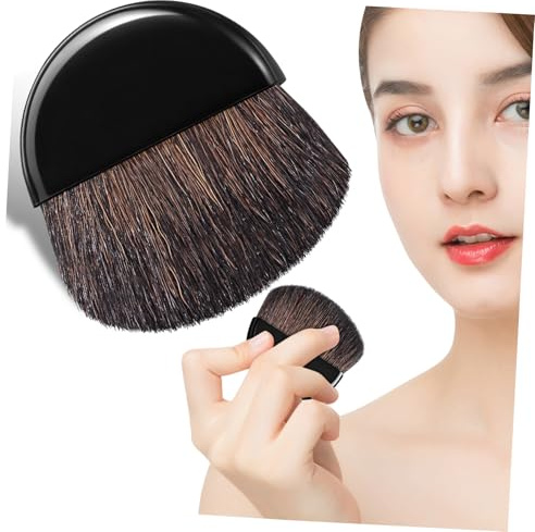 FRCOLOR Brocha de Maquillaje para Rubor Diseño Portátil, Cerdas de Nylon Suaves para Aplicación Uniforme en Viajes y Fiestas, Herramienta Ligera de Plástico