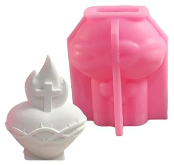ROYJJ Stampo per candele notturne a forma di cuore sacro, facile da usare, in silicone, per realizzare candele, ornamento 3D a forma di cuore, regalo per gli appassionati di artigianato